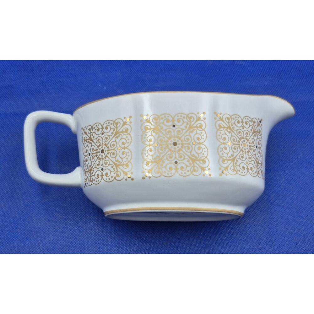 Vintage Bella Lux Contessa Gold Gravy Sauce Boat 9x3.5"